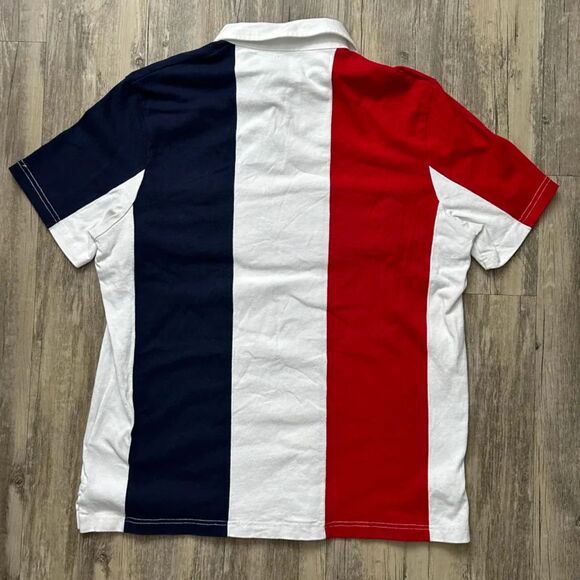 Polo Ralph Lauren Striped USA Spellout Polo Rugby Shirt SIze Large - Picture 5 of 6